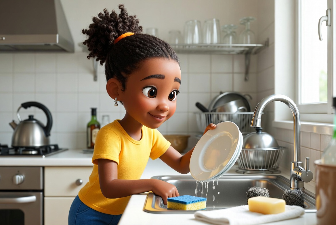 Girl helping in the kitchen
