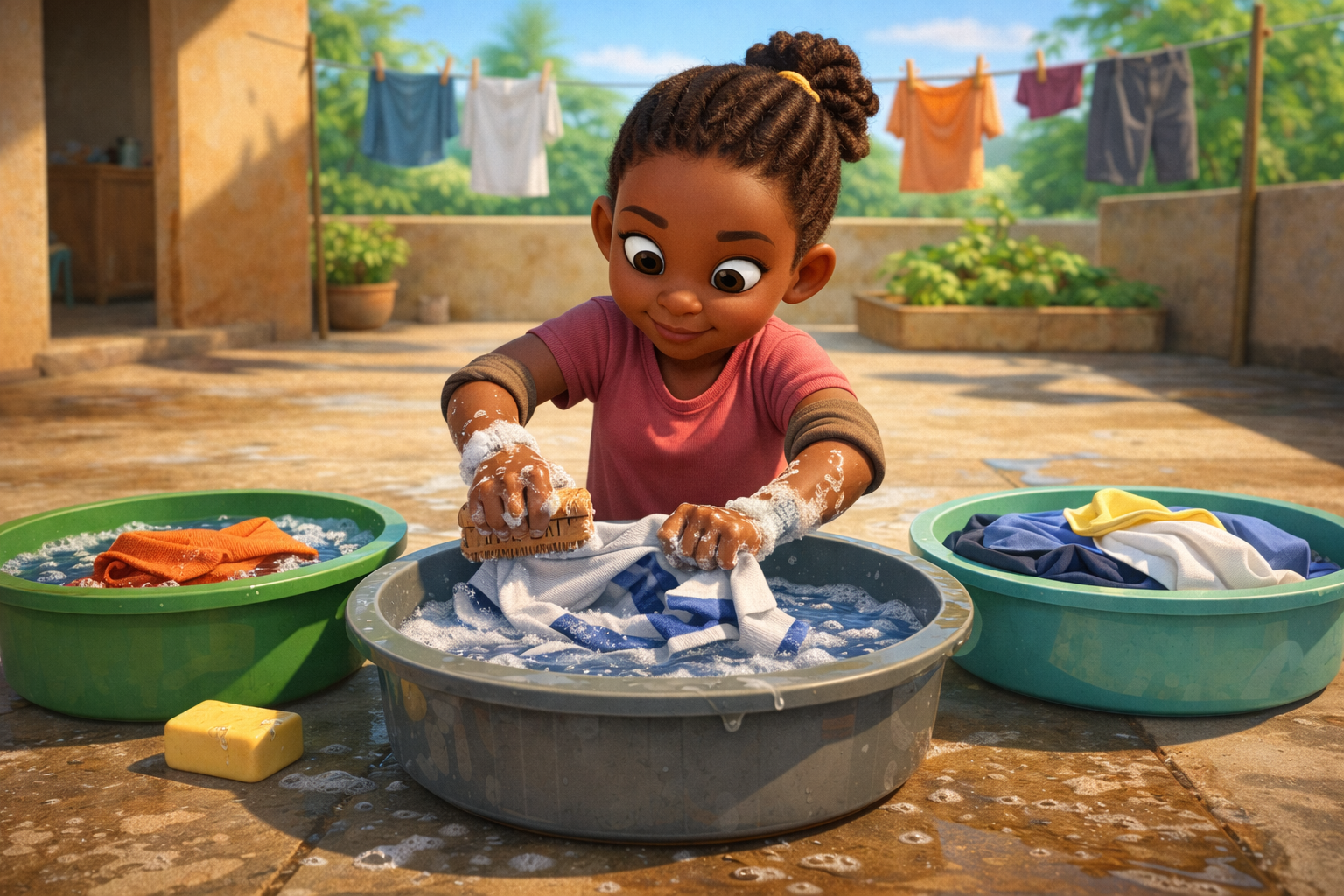 Girl caring for her clothes